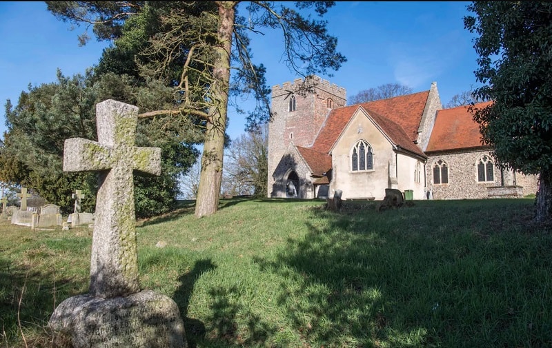 St Giles Church in Great Maplestead, Essex, which has been fitted with 4G transmitters